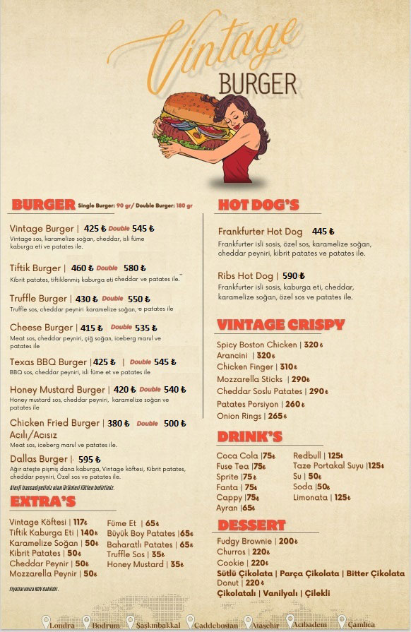Vintage Burger Menü